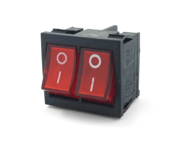 Interruptor Basculante Mini Duplo Vermelho Luminoso ON-OFF florida light solutions j florido
