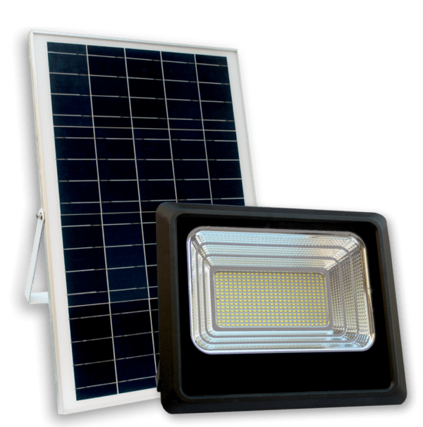 Projetor LED 300W com Bateria. Painel Fotovoltaico. Comando e Cabo 5m florida light solutions