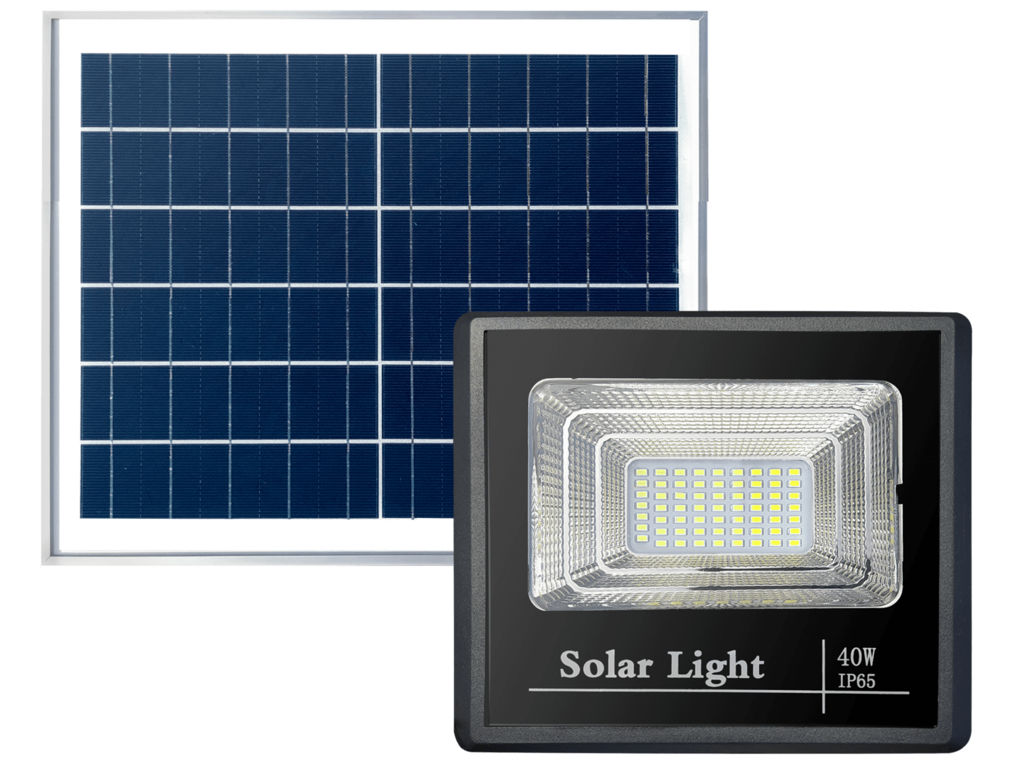 Projetor LED 40W com Bateria. Painel Fotovoltaico. Comando e Cabo 5m florida light solutions j florido