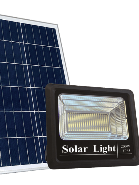 Projetor LED 200W com Bateria. Painel Fotovoltaico. Comando e Cabo 5m florida light solutions j florido