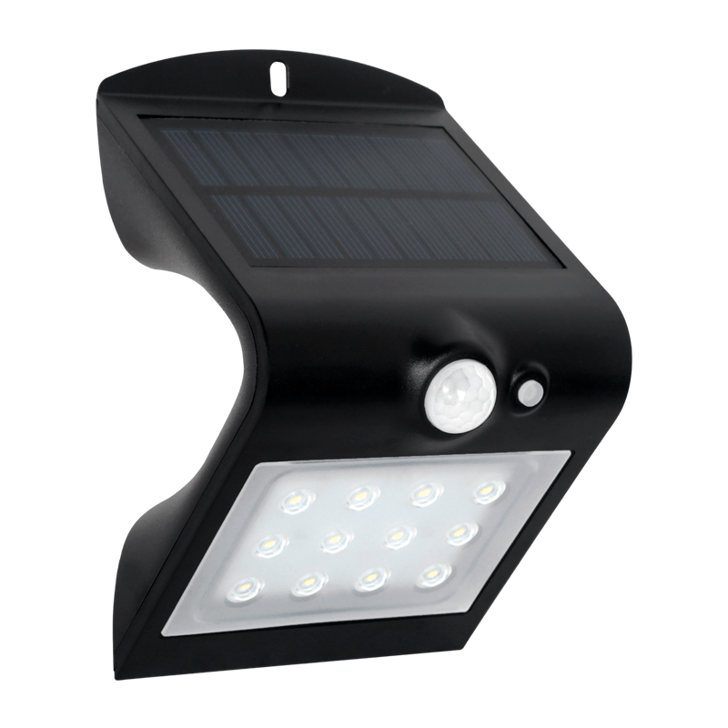 Aplique LED Solar 1.5W 2700K+6400K Preto- florida light solutions - j florido