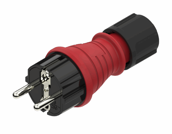 Ficha Macho IP54 Borracha 16A 4,8mm 2P+T C/ Bucim, Vermelha