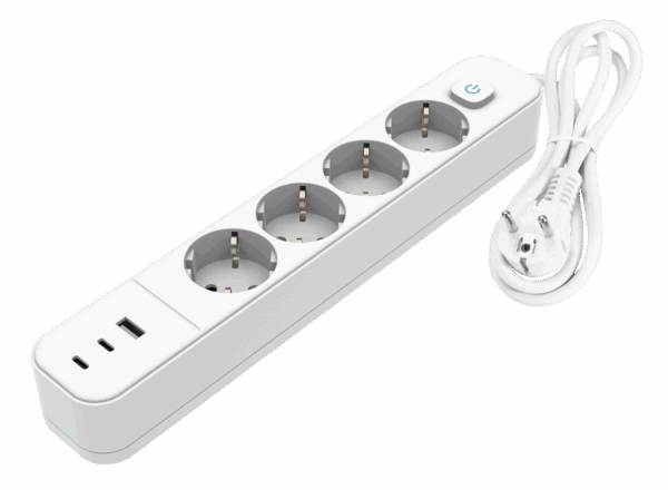 Extensão 4 Tomadas 1,5 metros com Interruptor, com saídas USB